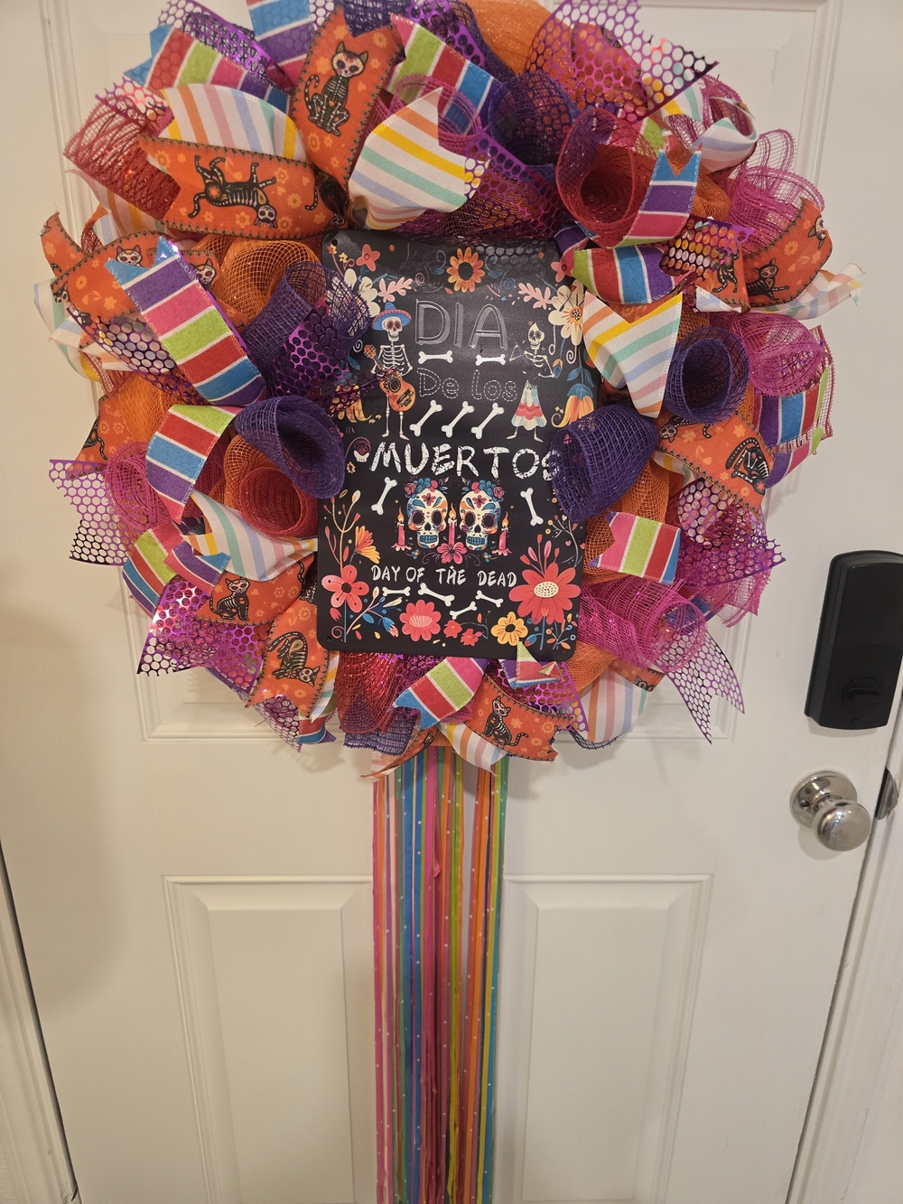 W024 - Day of the Dead Colorful Ribbon Wreath